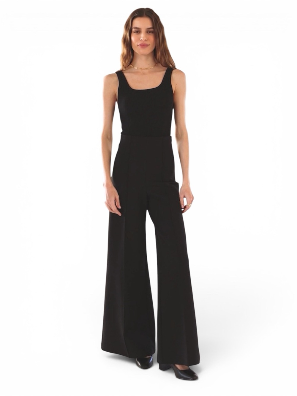 NWOT Quince Ultra-Stretch Ponte Super Wide Leg Pants in Black Size S 30” Inseam